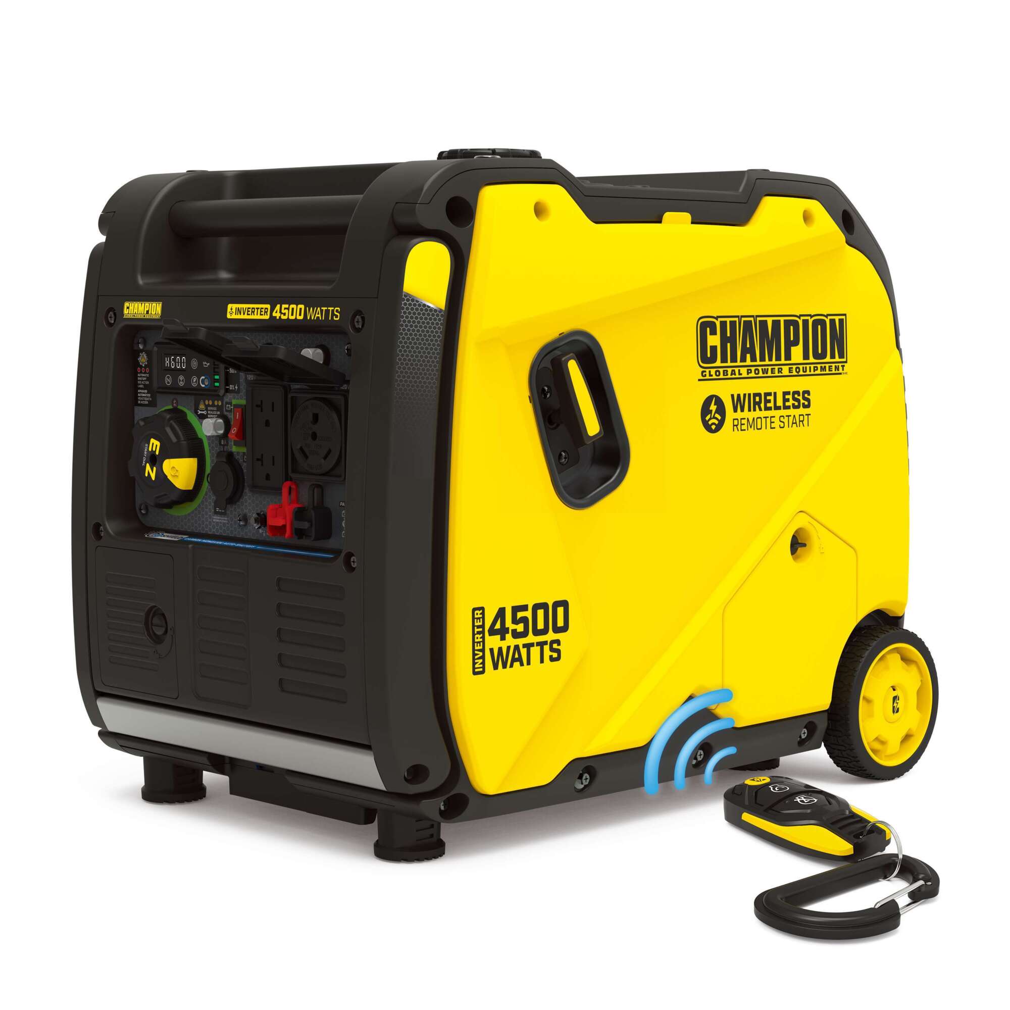Champion Power Equipment Portable Inverter Generator — 4500 Watts, Wireless Remote Start, RV Ready, Quiet Technology, CO Shield, Model# 201324